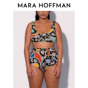 Mara Hoffman Jay Paisley High-Waist Bikini Bottoms